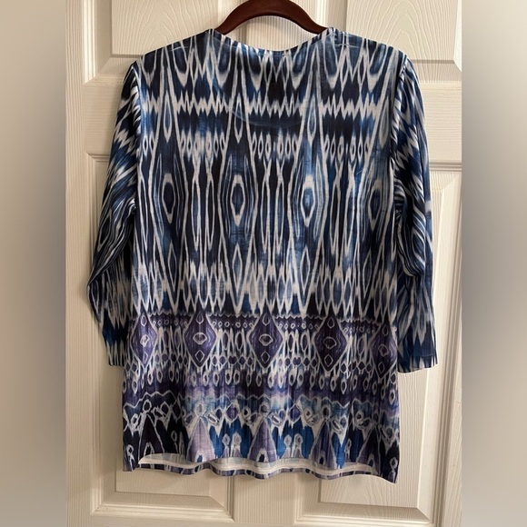 CHICO’S~ BLOUSE~BLUE~SILVER~1X - Picture 3 of 8